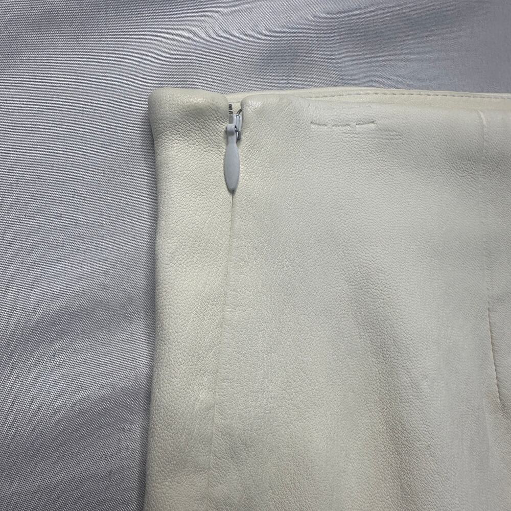 Genuine Leather Luxury White Mini Skirt Buttery Soft Lambskin Feel - Picture 7 of 12